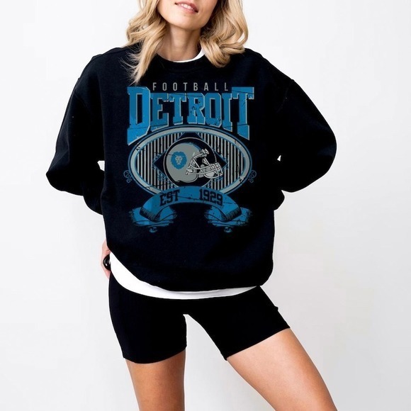 Vintage Detroit Football Detroit Football Detroit Lions Football Sweatshirt - Picture 1 of 4